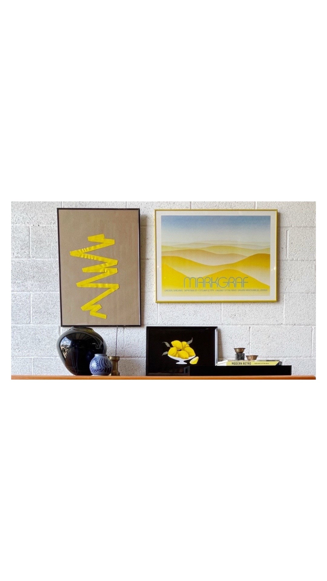 Original Ribbon Art - Yellow Zag in Vintage Frame