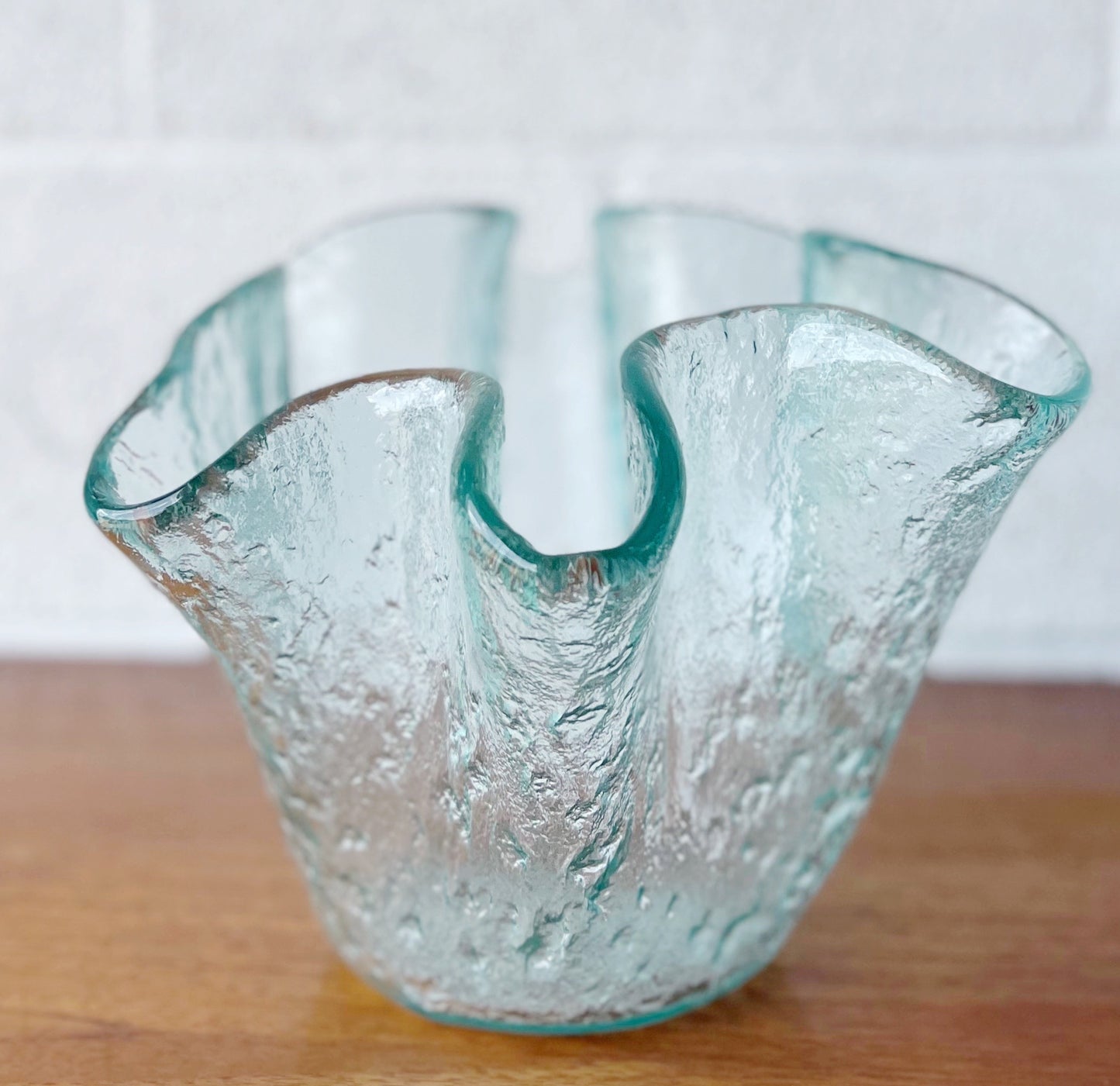 Vintage Ruffle Blown Glass Bowl - Large
