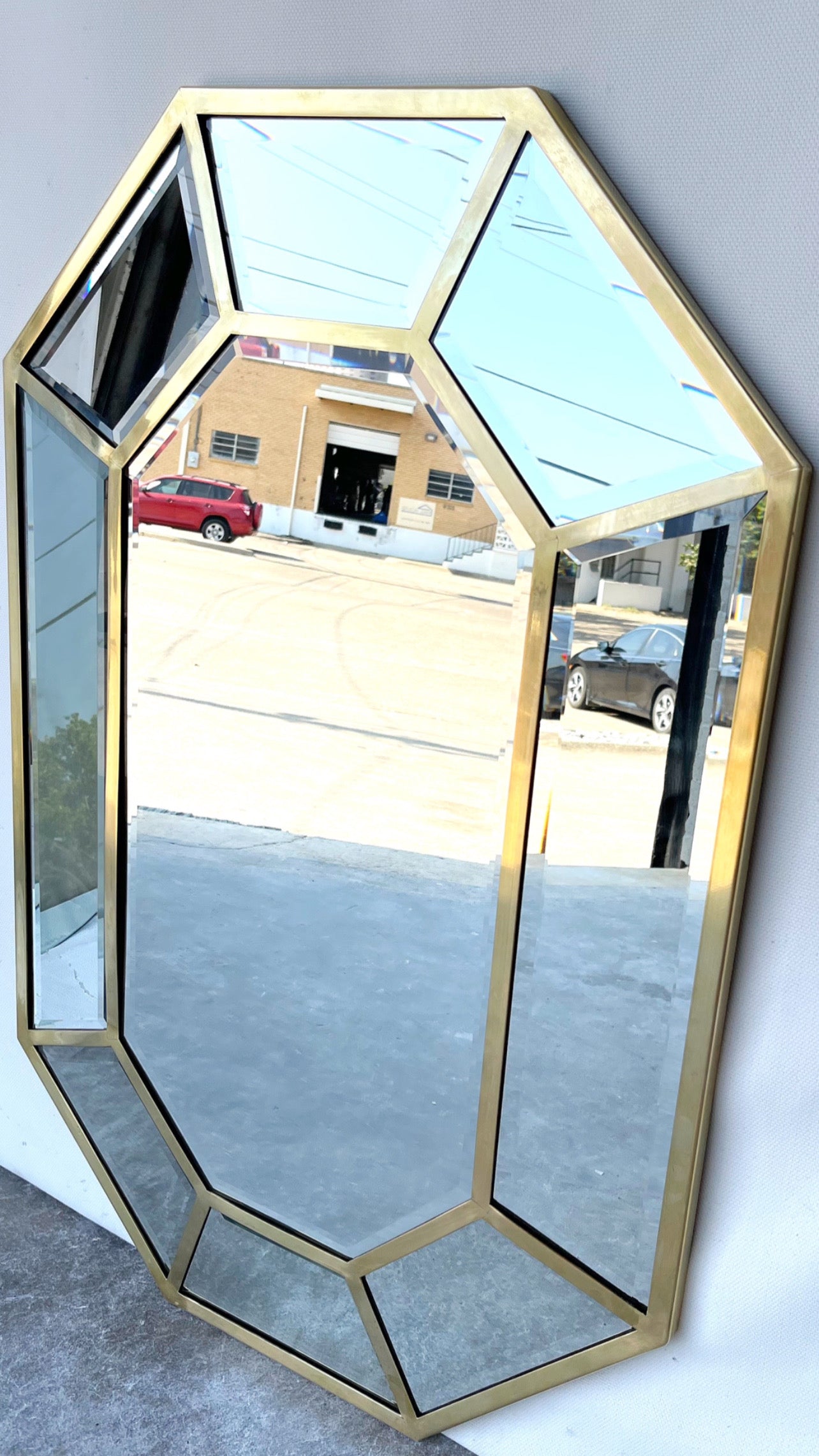 Vintage Solid Brass - Segmented Octagon Beveled Mirror