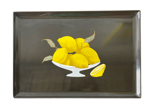 Vintage Couroc Tray - Inlaid Resin Tray with Lemons
