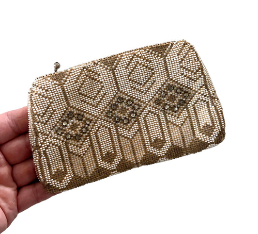 1920’s Art Deco Belt Bag with Micro Beads Handmade Purse