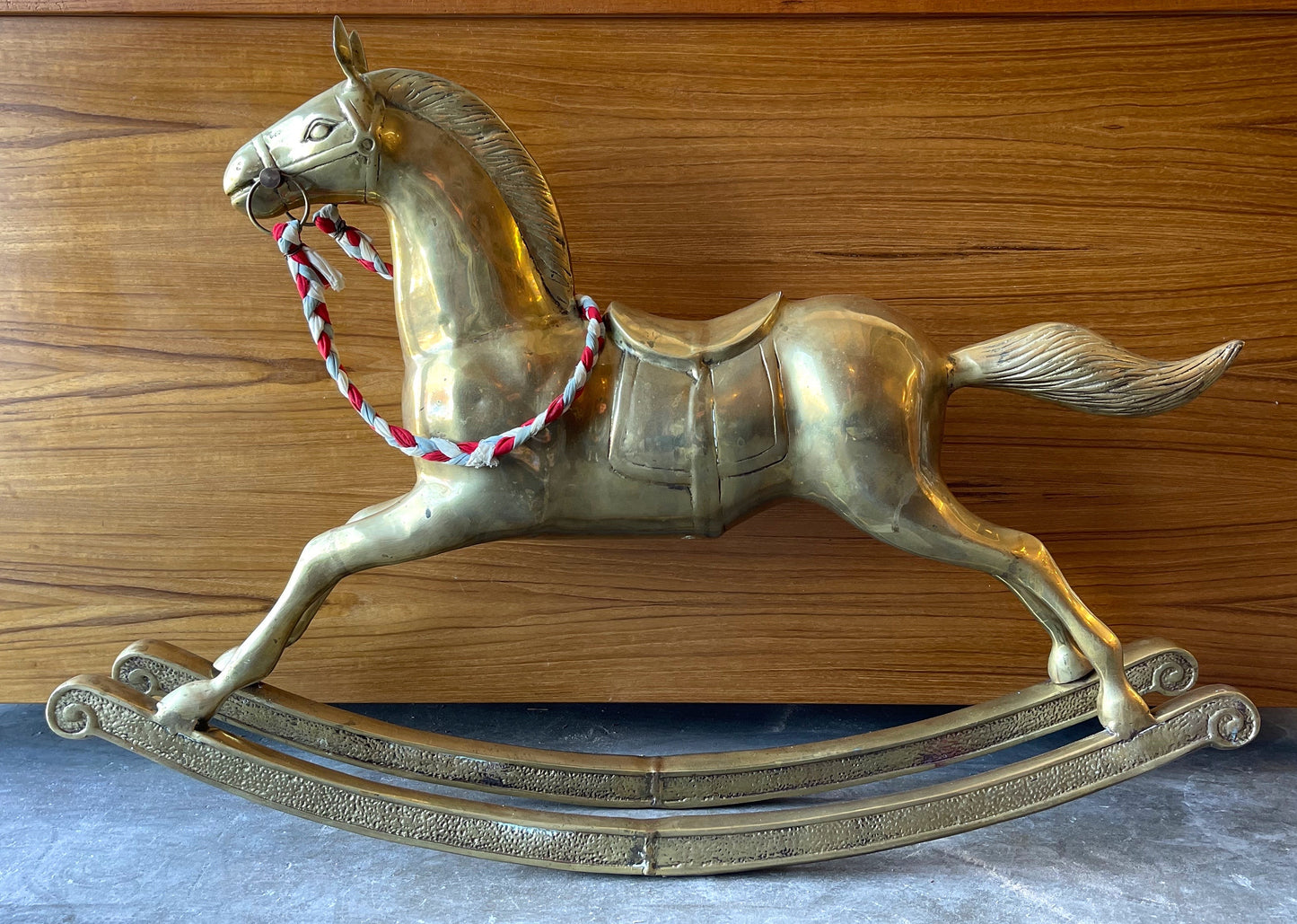 Vintage Extra Large Brass Rocking Horse