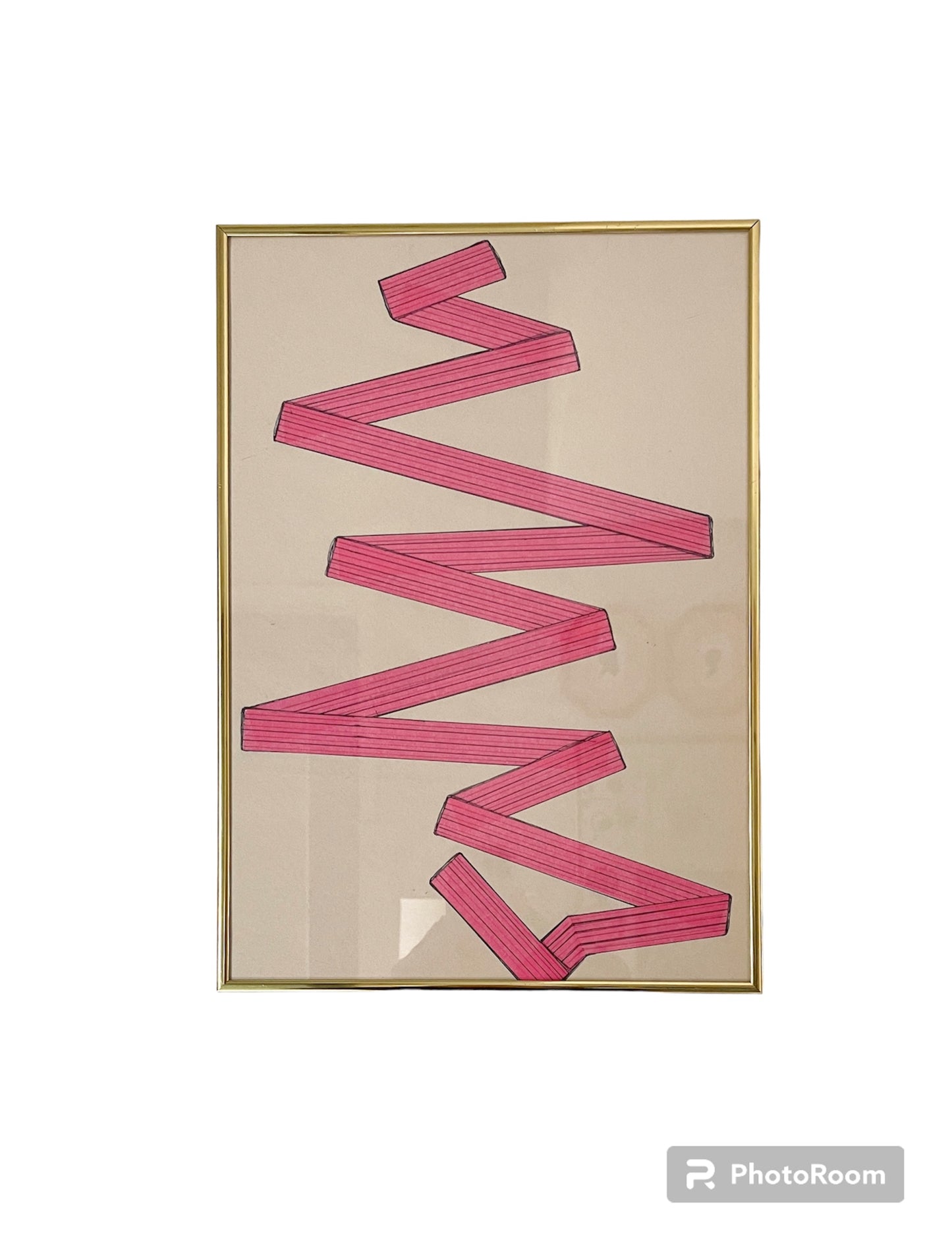 Original Ribbon Pink Art - Vintage Frame