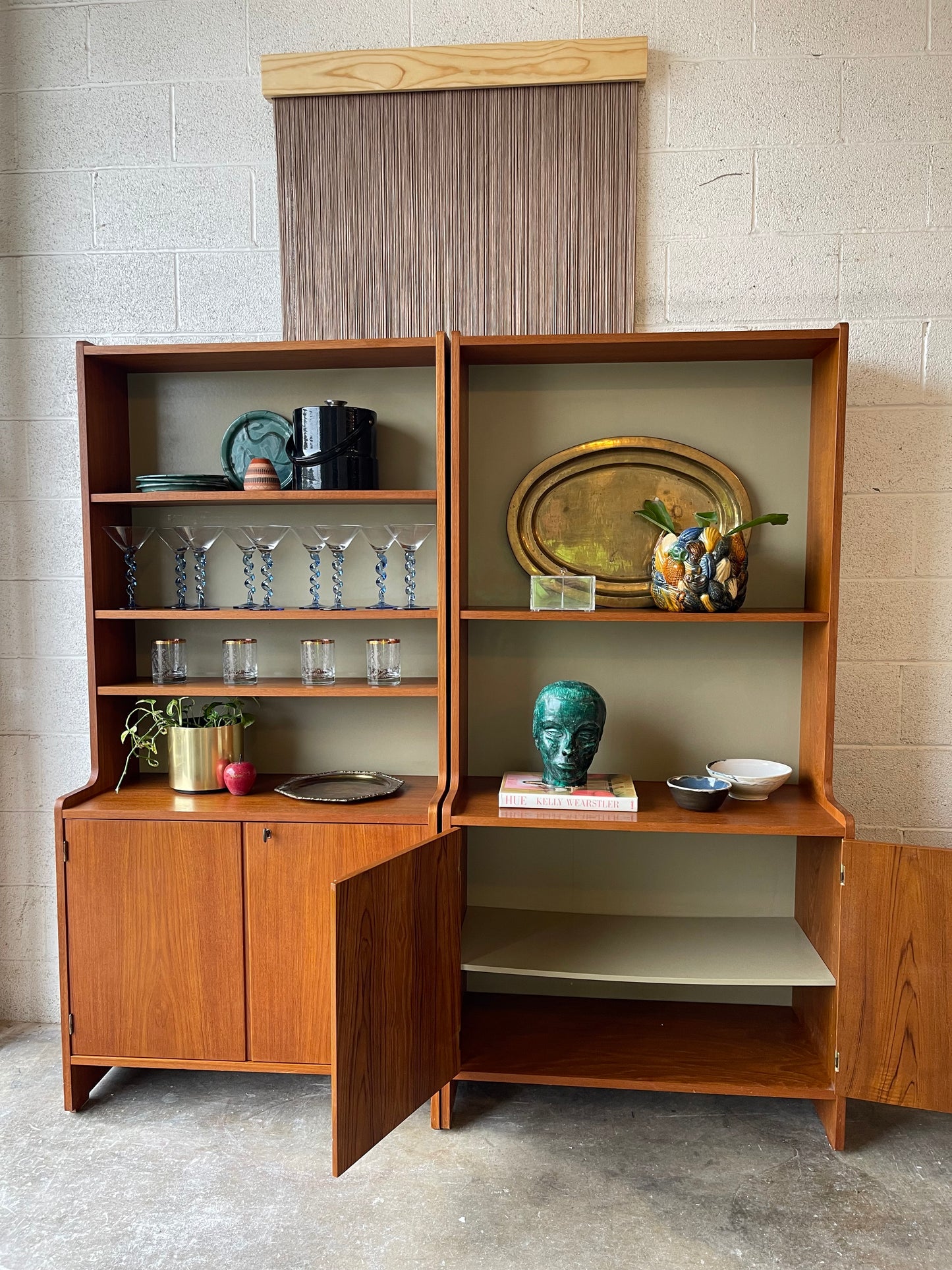 A Pair of Vintage Swedish Teak Bookcases with Locking Cabinets