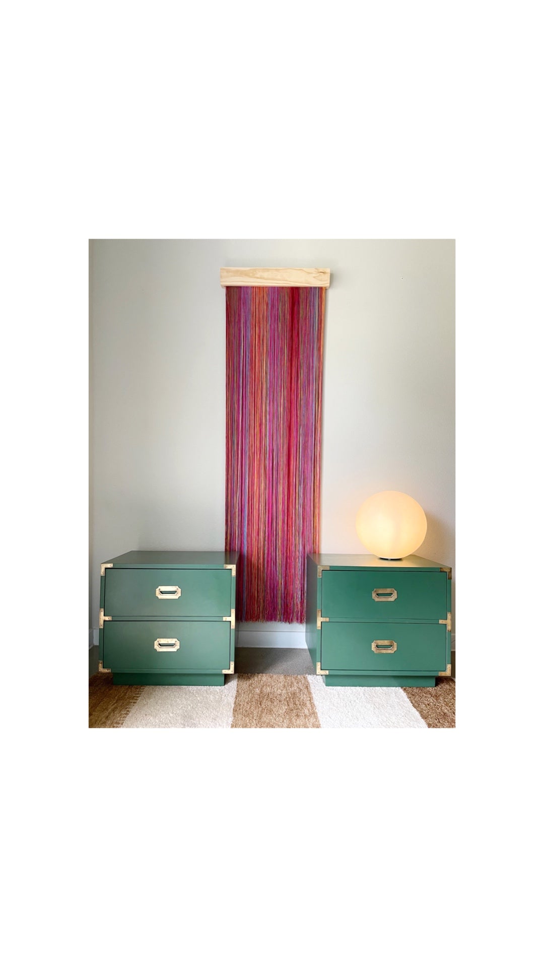 Pair of Vintage Dixie Campaigner Nightstands - Emerald Green