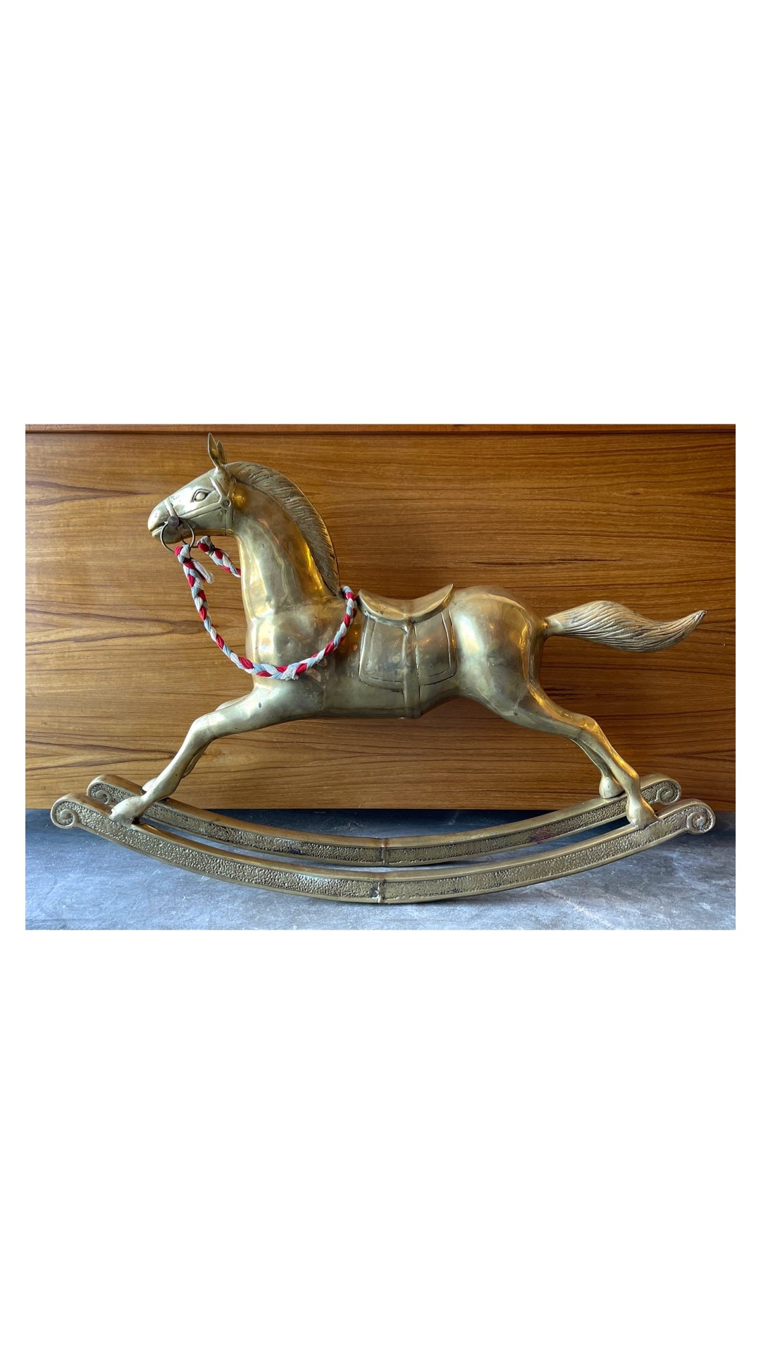 Vintage Extra Large Brass Rocking Horse