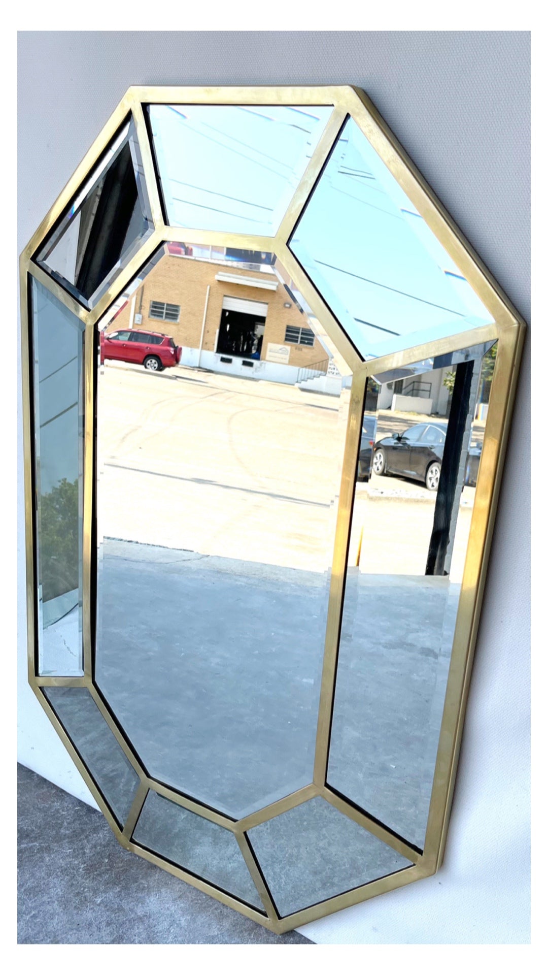 Vintage Solid Brass - Segmented Octagon Beveled Mirror